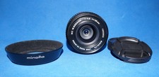 Minolta MD MC W Rokkor 35 mm f2.8, paraluce, tappi