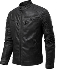Giubbotto Da Uomo in Pelle Sintetica Da Moto Stile Vintage 5205