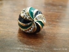 BIGIOTTERIA FIRMATA CASCIO FI-GRANDE ANELLO A CUPOLA SMALTI STRASS IDEA REGALO