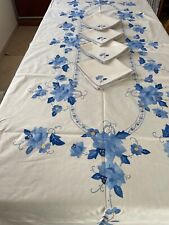 TOVAGLIA COTONE VINTAGE RICAMATA A MANO CM. 170 X 260 CON 12 TOVAGLIOLI CM 40X40