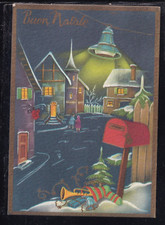 Cartolina Buon Natale Paese Case Cassetta della Posta Z1205