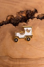 Vintage Orig 80 Anni Spilla Auto D'Epoca Oro Strass Gioielli Moda