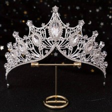 CORONA BAROCCA MISS SPOSA BALLERINA COSPLAY FANTASY ARGENTO E CRISTALLO C11