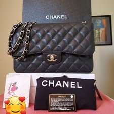 CHANEL Classic black Caviar