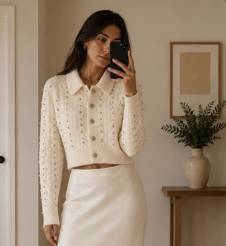 Cardigan maglia zara crema - cardigan,
