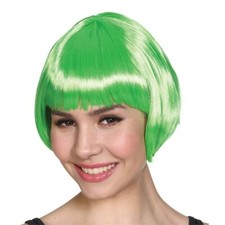 Parrucca Di Carnevale Verde Caschetto Per Travestimento Costume Vestito Donna