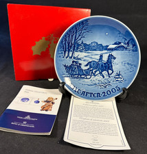 BING & GRONDAHL Plate Jule-After 2005 BRINGING HOME THE CHRISTMAS TREE
