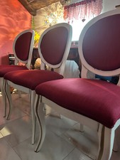 3 Sedie poltroncine in legno laccate FlaiLife Classic decoro foglia oro