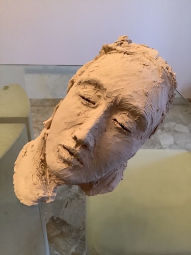 Scultura creta bianca volto - creta,
