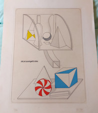 Lucio Del Pezzo acquaforte 1974.  66x50cm.