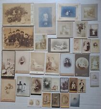 Lotto di 34 antica foto fotografia d'epoca albumina ritratto bambino bambina CAB