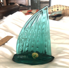 Waterford Crystal barca a vela verde acqua nautica corsa gommone barca a vela statuina