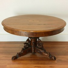 Antico tavolo rotondo allungabile a gambo centrale Piemonte metà '800