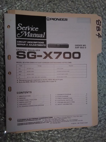 Pioneer x700 manuale - sg-x700, di