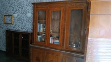    Coppia  librerie   antiche   intarsiate 4 porte e 4  vetrine ognuna eleganti 