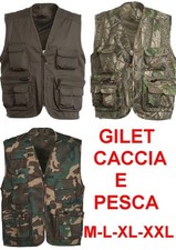 GILET MIMETICO MULTITASCHE MILITARE CACCIA PESCA UOMO M - XXL PROFESSIONALE GNI