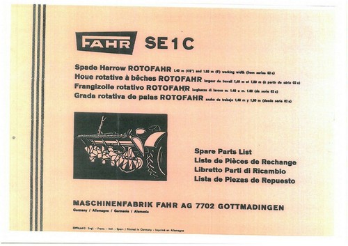 Manuale ricambi fahr se1c - ricambi,