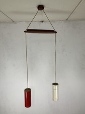 Lampadario legno colorato rosso bianco no Stilnovo anni 60’ vintage design