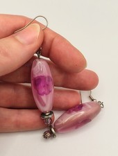 ORECCHINI vintage lunghi TESCHIO ROSA simil yattaman trio drombo GOTHIC SKULL.