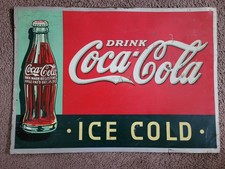 Insegna Latta Bottiglia Fredda Ghiaccio Coca Cola Bevanda Originale American Art Works Ohio!