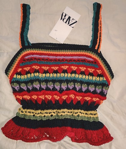 Zara top crochet multicolore - zara,