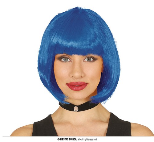 Parrucca caschetto azzurrina - parrucca,