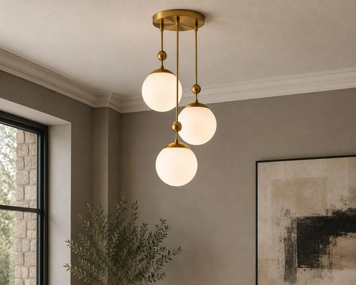 Lampadario globo ottone - ottone, |