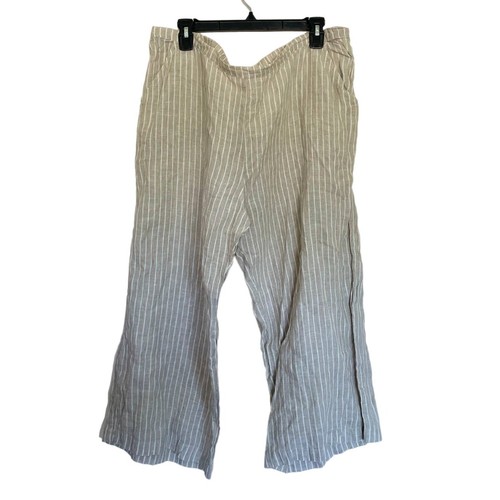 Pantalone lino cropped righe