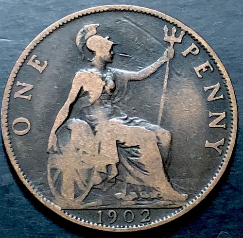 1902 penny coin british - 1902,