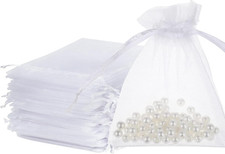 50 Sacchetti in Organza, Colore Bianco, 8 X 10 Cm, Piccoli Sacchetti in Organza,