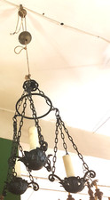 ANTICO LAMPADARIO IN FERRO BATTUTO EPOCA  Fine 800