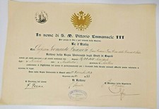 OO950-UNIVERSITA' DI NAPOLI-AUTOGRAFO LEONARDO BIANCHI 1912 DIPLOMA DI PERFEZ. 