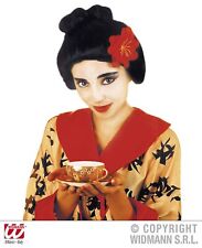 Parrucca geisha nera con fiore