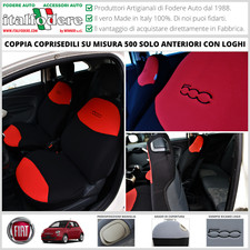 COPPIA COPRISEDILI Fiat 500 SU MISURA Fodere Foderine SOLO ANTERIORI Rosso Nero