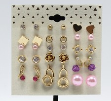 New 18 Pair Gold Stud & Dangle