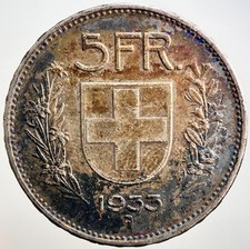 1933-B Swiss 5 Francs Silver
