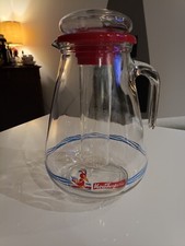 Brocca , caraffa termica vintage anni 80 con porta ghiaccio Vetro Fantasia