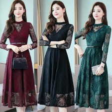 Women's A-Line Lace Midi