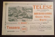 1913 Grandi Stabilimenti Balneari Telese (Benevento) - impresa Minieri - tessera