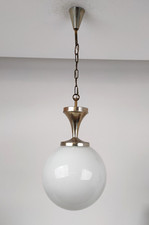Lampadario pendente palla Perla vetro Murano bianco opalino vintage D24cm -751