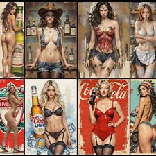 Targa insegna metallo latta alluminio 20x15cm 8x6in uomo grotta tiki bar sexy donna