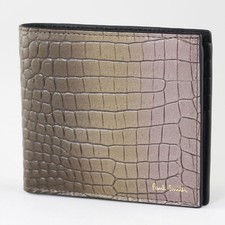 PORTAFOGLIO UOMO PAUL SMITH SFUMATO FINTA PELLE DI COCCODRILLO KAKI CARD NUOVO CON ETICHETTE