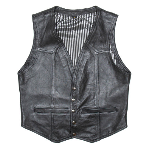 Gilet biker nero pelle - gilet,