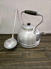 Bollitore + mestolo alluminio italiano vintage anni 50 pentole manico bachelite Italia