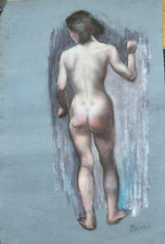 NUDO DONNA DISEGNO A PASTELLO