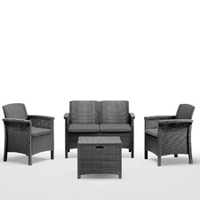 Set salotto Venezia antracite da giardino in polipropilene effetto rattan 