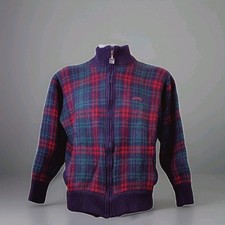 Vintage 80s PAUL & SHARK Giubbotto  Bomber 100% Pura lana Vergine Check Tartan M