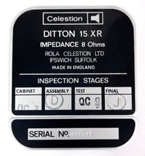 Celestion Ditton 15 XR 15XR RICAMBI Piastra Posteriore Ispezione Stadi Serie # 2 Pezzi