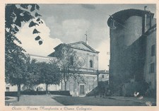 Cartolina Frosinone Acuto Piazza Margherita e Chiesa Collegiata nvg 1948