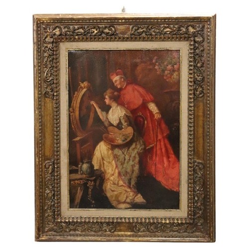 Antico dipinto olio cartone - antico,